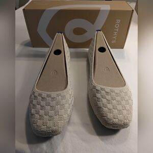 Rothy's Beige Checkered Women's Flats "Conch" The Max Square
